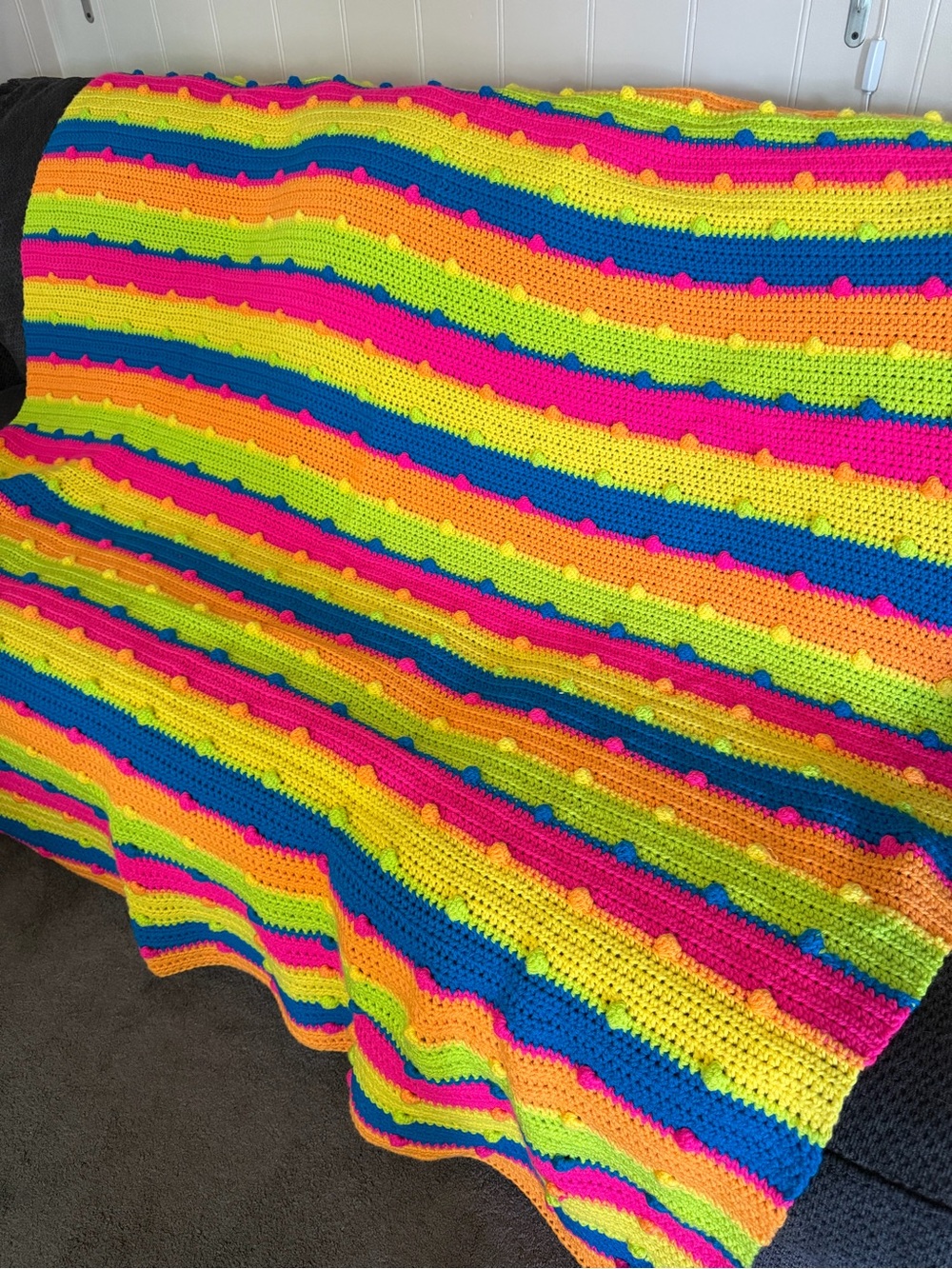 Handmade Crochet Throw. 69x67 100% Acrylic